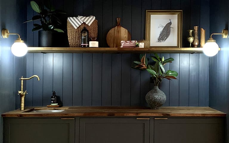 Finished styled laundry wall